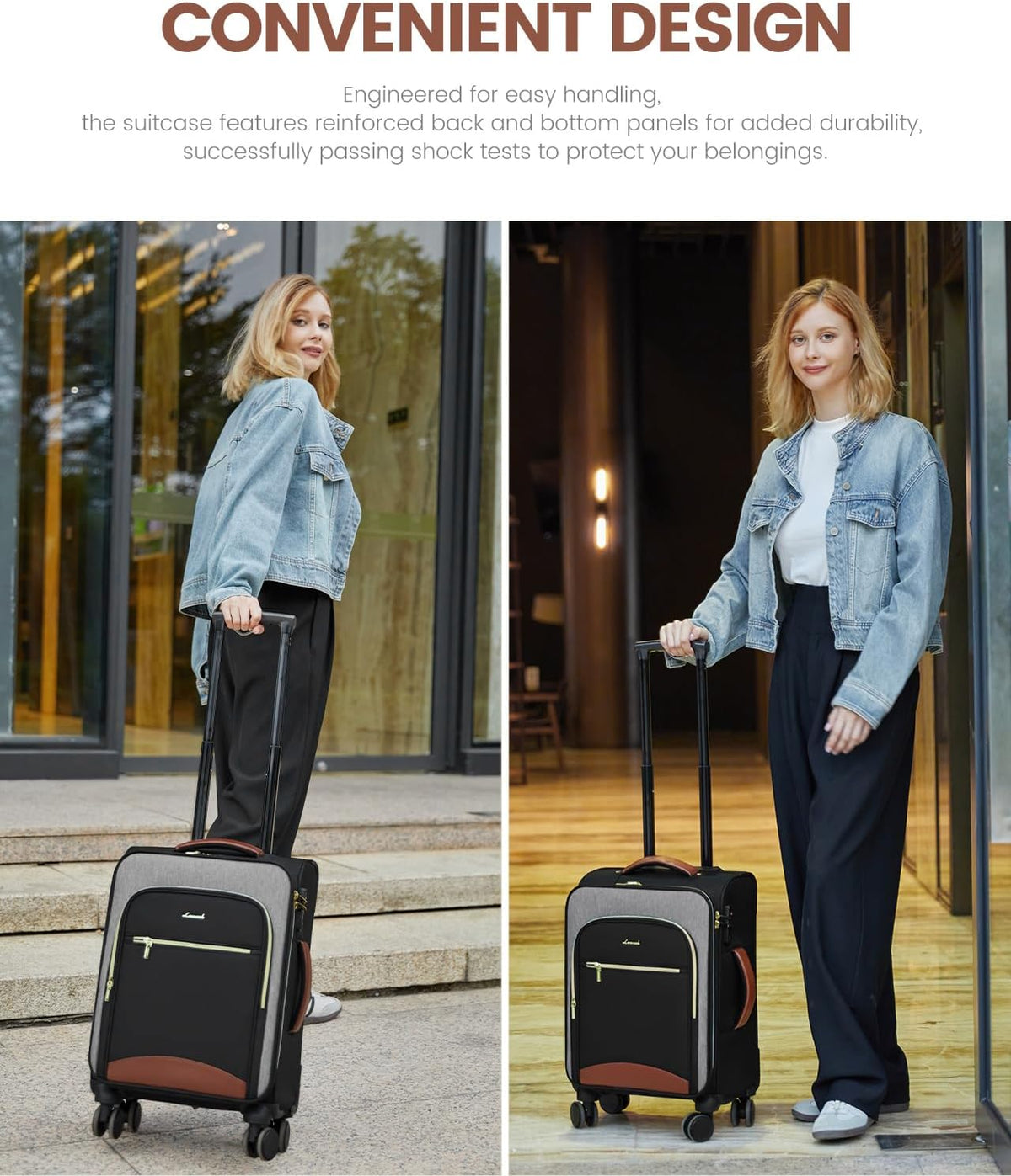 Underseat Carry On Luggage With Wheels, 16 Inch Softside Underseat Luggage Spinner, 18x14x8 inches Travel Bag With TSA Lock, Water-Resistant Lightwhight Personal Item for Travel