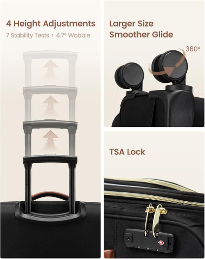 Underseat Carry On Luggage With Wheels, 16 Inch Softside Underseat Luggage Spinner, 18x14x8 inches Travel Bag With TSA Lock, Water-Resistant Lightwhight Personal Item for Travel