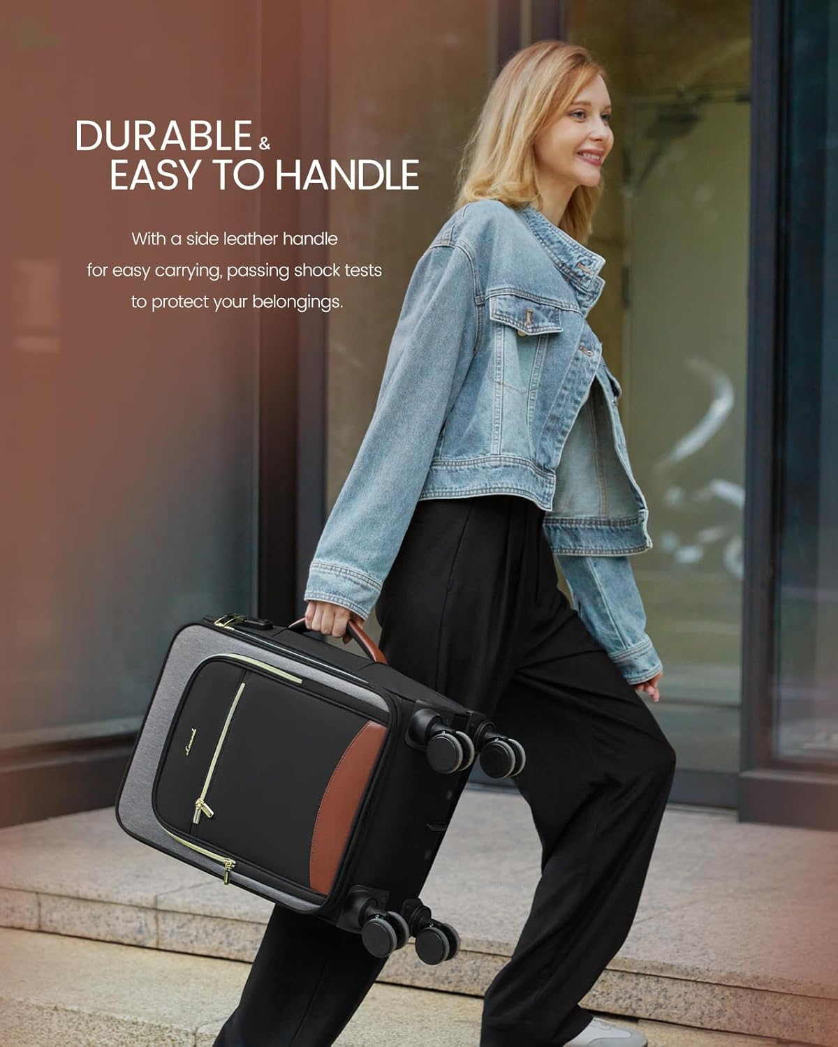 Underseat Carry On Luggage With Wheels, 16 Inch Softside Underseat Luggage Spinner, 18x14x8 inches Travel Bag With TSA Lock, Water-Resistant Lightwhight Personal Item for Travel
