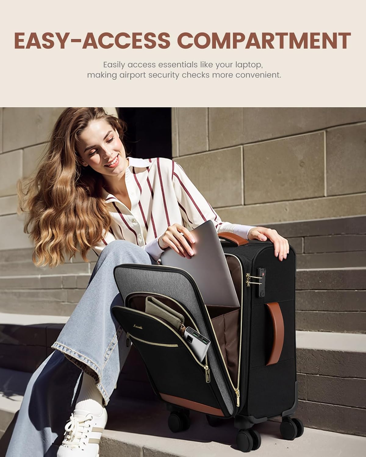 Underseat Carry On Luggage With Wheels, 16 Inch Softside Underseat Luggage Spinner, 18x14x8 inches Travel Bag With TSA Lock, Water-Resistant Lightwhight Personal Item for Travel