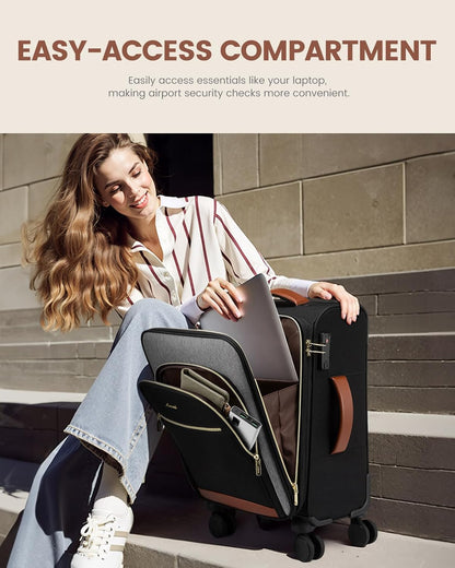 Underseat Carry On Luggage With Wheels, 16 Inch Softside Underseat Luggage Spinner, 18x14x8 inches Travel Bag With TSA Lock, Water-Resistant Lightwhight Personal Item for Travel