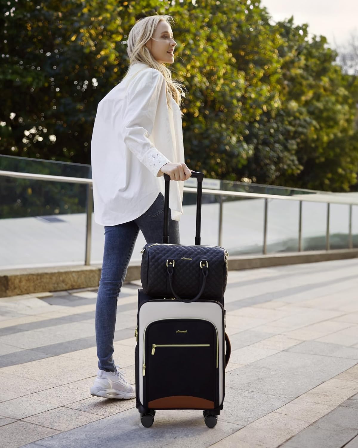 Underseat Carry On Luggage With Wheels, 16 Inch Softside Underseat Luggage Spinner, 18x14x8 inches Travel Bag With TSA Lock, Water-Resistant Lightwhight Personal Item for Travel