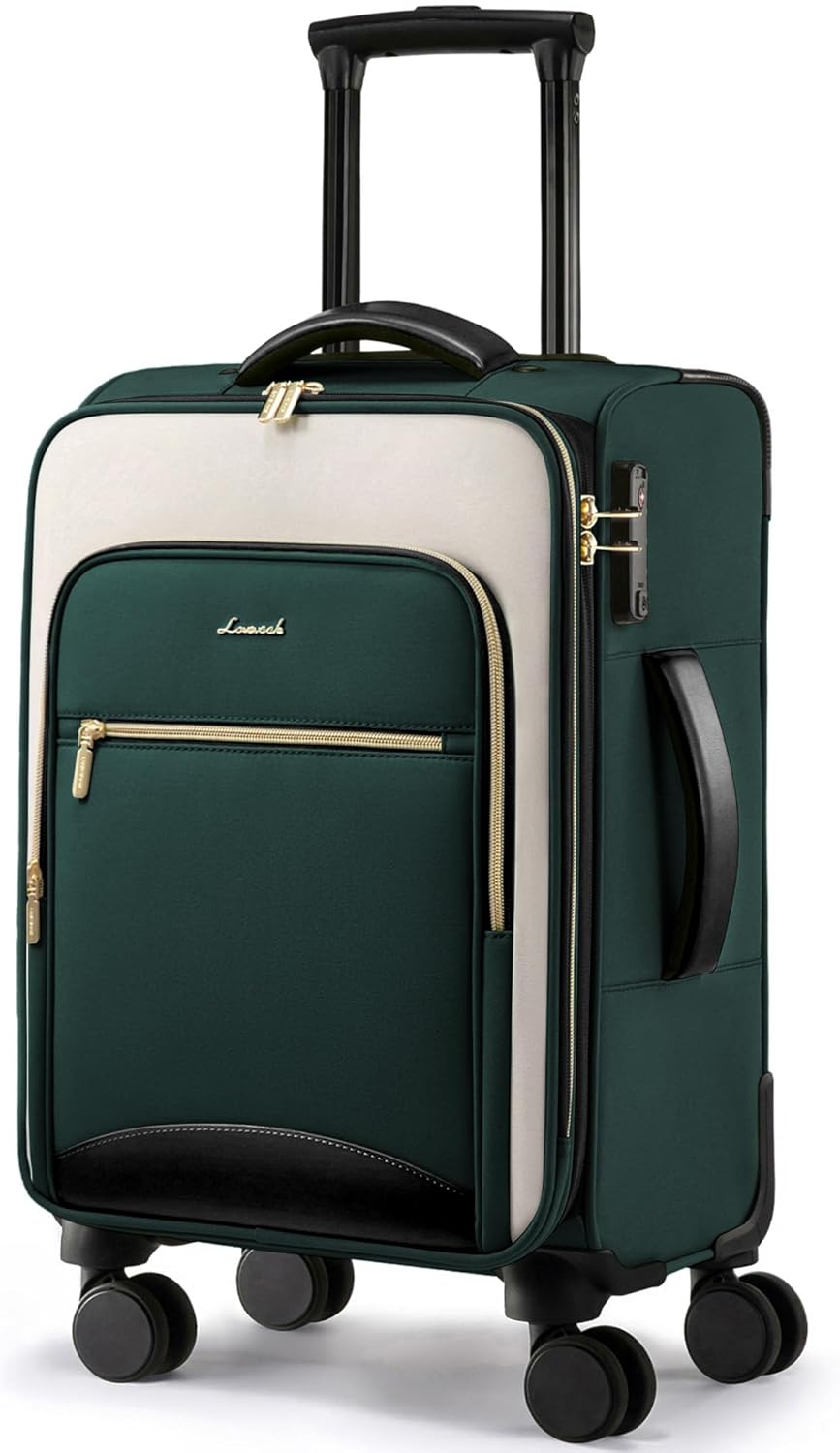 Underseat Carry On Luggage With Wheels, 16 Inch Softside Underseat Luggage Spinner, 18x14x8 inches Travel Bag With TSA Lock, Water-Resistant Lightwhight Personal Item for Travel