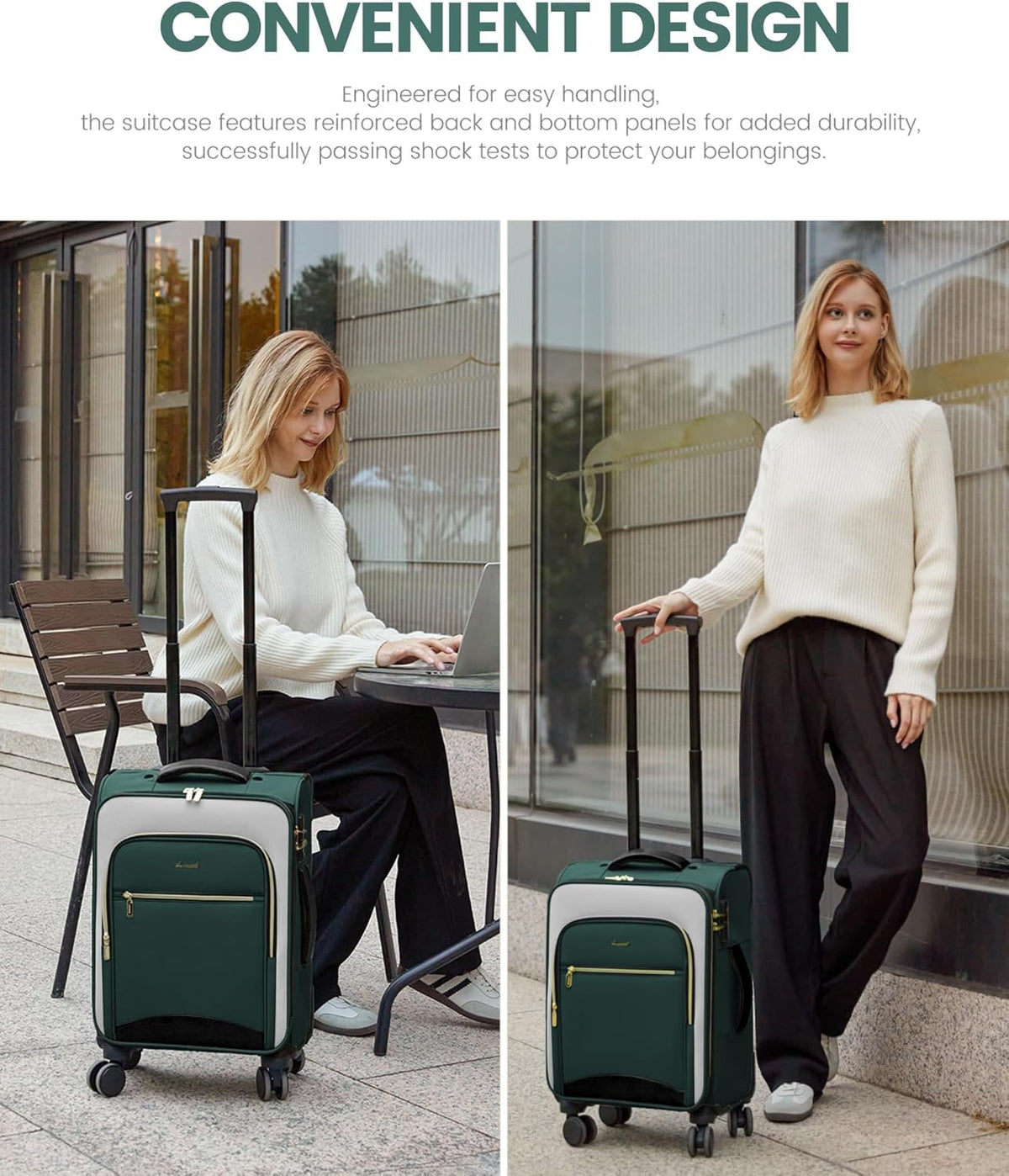 Underseat Carry On Luggage With Wheels, 16 Inch Softside Underseat Luggage Spinner, 18x14x8 inches Travel Bag With TSA Lock, Water-Resistant Lightwhight Personal Item for Travel