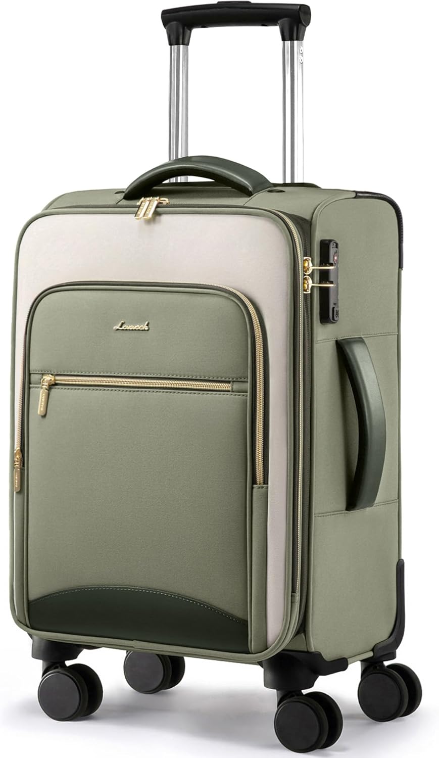 Underseat Carry On Luggage With Wheels, 16 Inch Softside Underseat Luggage Spinner, 18x14x8 inches Travel Bag With TSA Lock, Water-Resistant Lightwhight Personal Item for Travel
