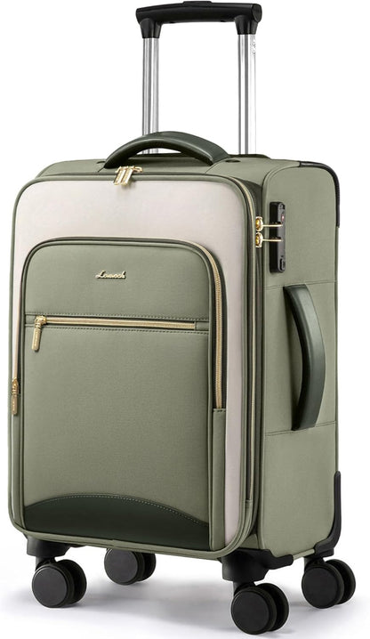 Underseat Carry On Luggage With Wheels, 16 Inch Softside Underseat Luggage Spinner, 18x14x8 inches Travel Bag With TSA Lock, Water-Resistant Lightwhight Personal Item for Travel