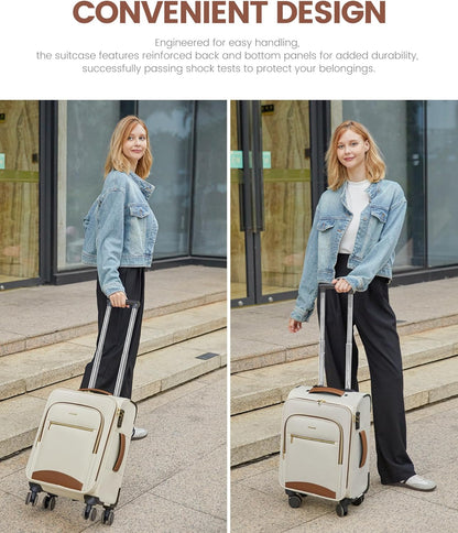 Underseat Carry On Luggage With Wheels, 16 Inch Softside Underseat Luggage Spinner, 18x14x8 inches Travel Bag With TSA Lock, Water-Resistant Lightwhight Personal Item for Travel