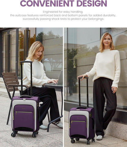 Underseat Carry On Luggage With Wheels, 16 Inch Softside Underseat Luggage Spinner, 18x14x8 inches Travel Bag With TSA Lock, Water-Resistant Lightwhight Personal Item for Travel