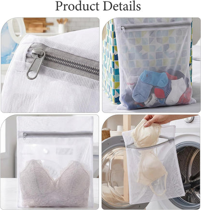 4pcs Zippered Mesh Laundry Bags for Delicates Thick Fade-resistant Gray Mini Pouches for Bras Underwear Socks Portable Organizer for Travel Dorm and Home Washing
