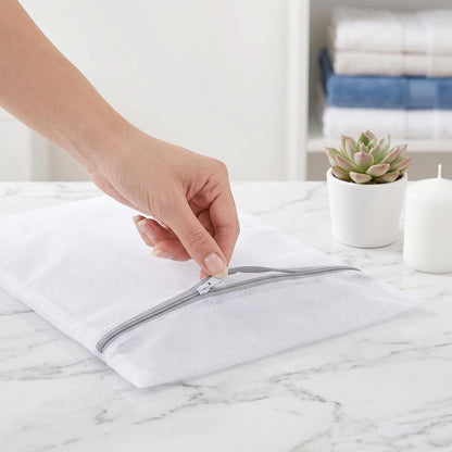 4pcs Zippered Mesh Laundry Bags for Delicates Thick Fade-resistant Gray Mini Pouches for Bras Underwear Socks Portable Organizer for Travel Dorm and Home Washing