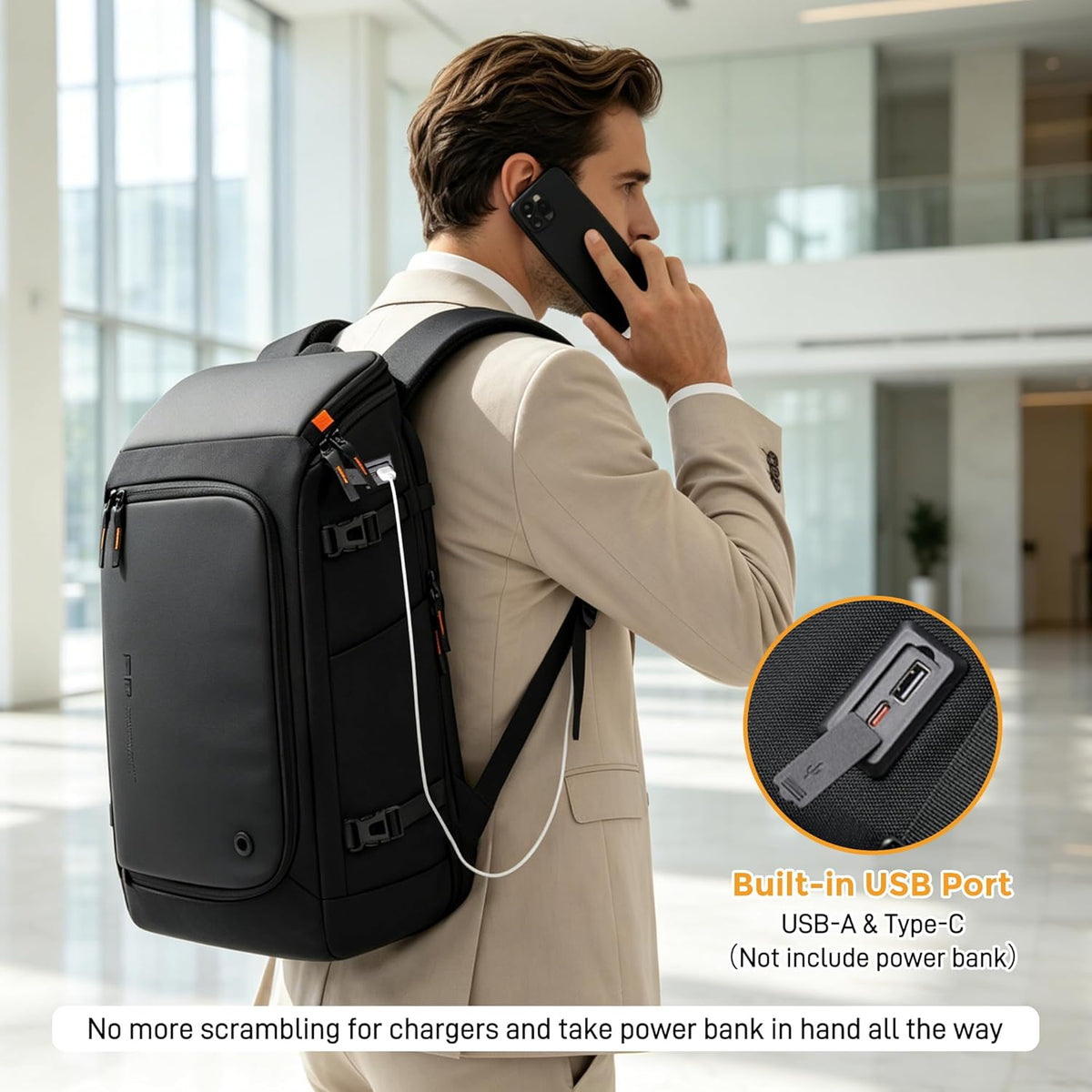 Carry On Travel Backpack for Men 35L, Fits 15.6" Laptop | TSA Approved Laptop Backpack for Men, USB Port & Anti-Theft Pocket, 180° Lay Flat Water-Resistant Business Weekender Daypack