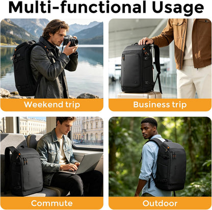 Carry On Travel Backpack for Men 35L, Fits 15.6" Laptop | TSA Approved Laptop Backpack for Men, USB Port & Anti-Theft Pocket, 180° Lay Flat Water-Resistant Business Weekender Daypack