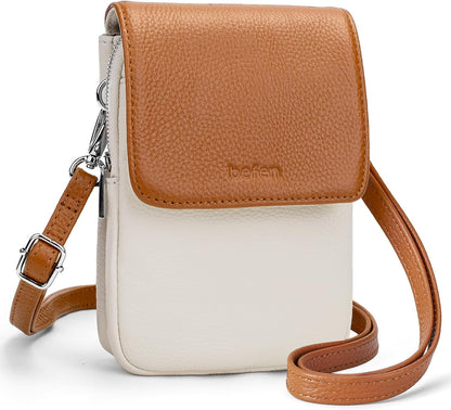 Genuine Leather Crossbody Bags for Women, Cell Phone Cross body Purse Bag with RFID Blocking Card Slots