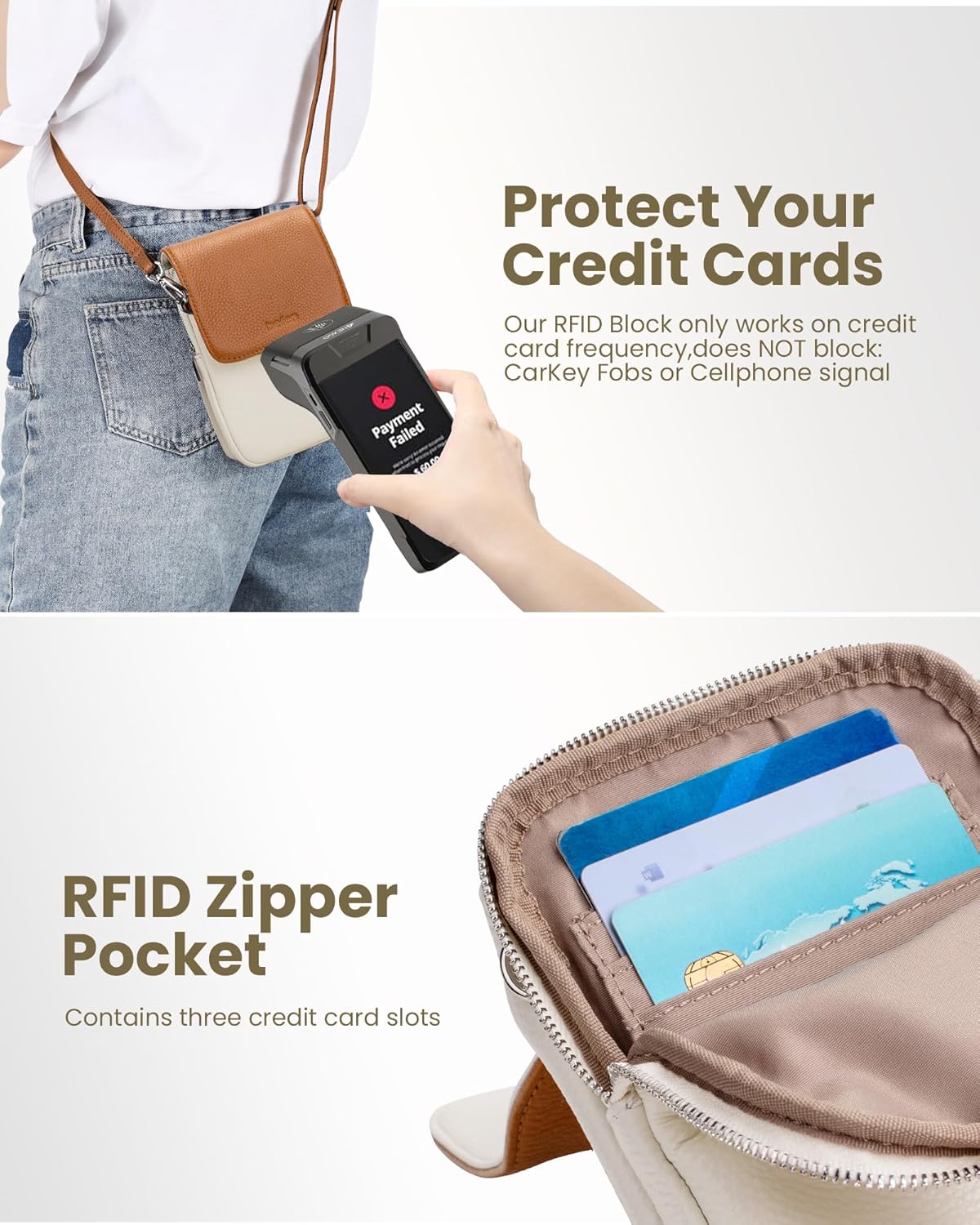 Genuine Leather Crossbody Bags for Women, Cell Phone Cross body Purse Bag with RFID Blocking Card Slots