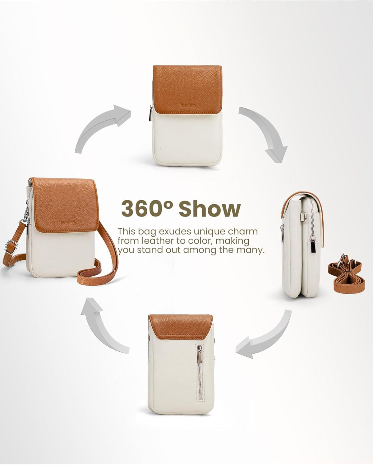 Genuine Leather Crossbody Bags for Women, Cell Phone Cross body Purse Bag with RFID Blocking Card Slots