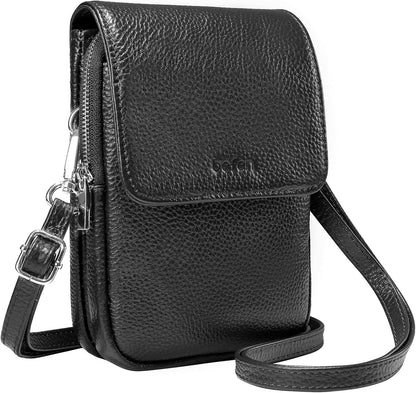 Genuine Leather Crossbody Bags for Women, Cell Phone Cross body Purse Bag with RFID Blocking Card Slots