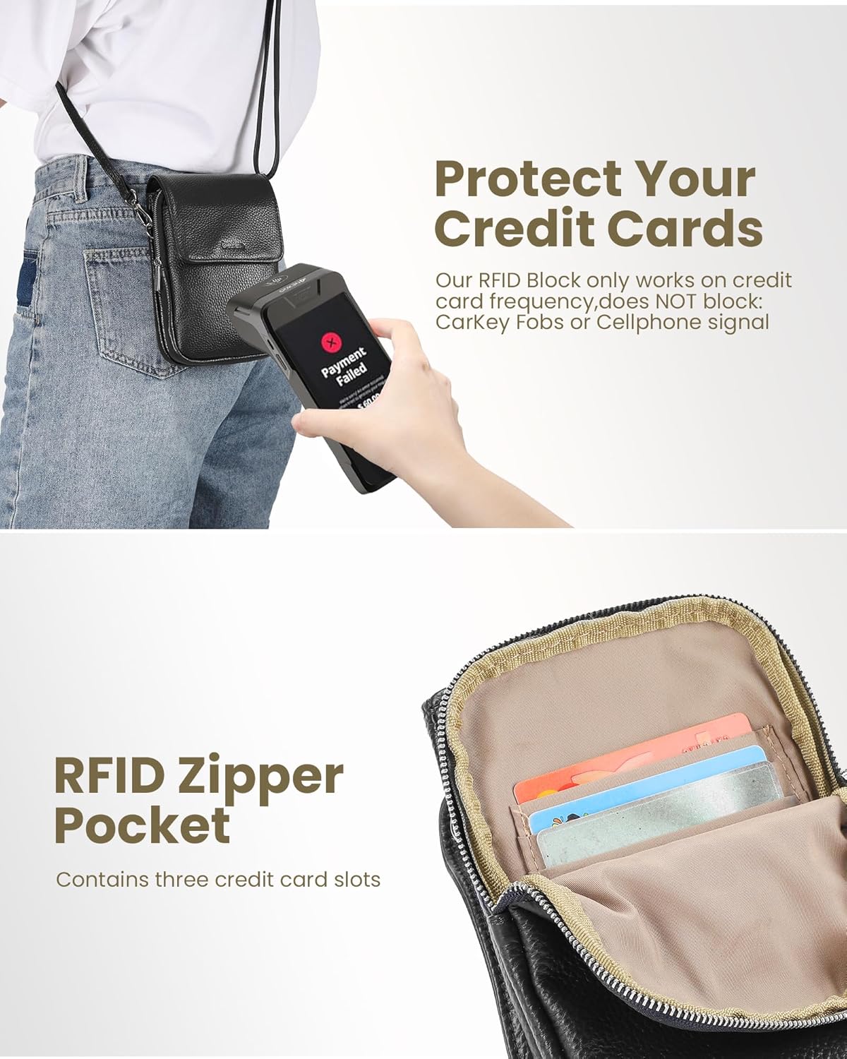 Genuine Leather Crossbody Bags for Women, Cell Phone Cross body Purse Bag with RFID Blocking Card Slots