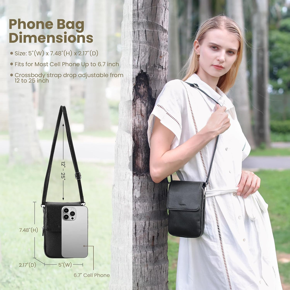 Genuine Leather Crossbody Bags for Women, Cell Phone Cross body Purse Bag with RFID Blocking Card Slots