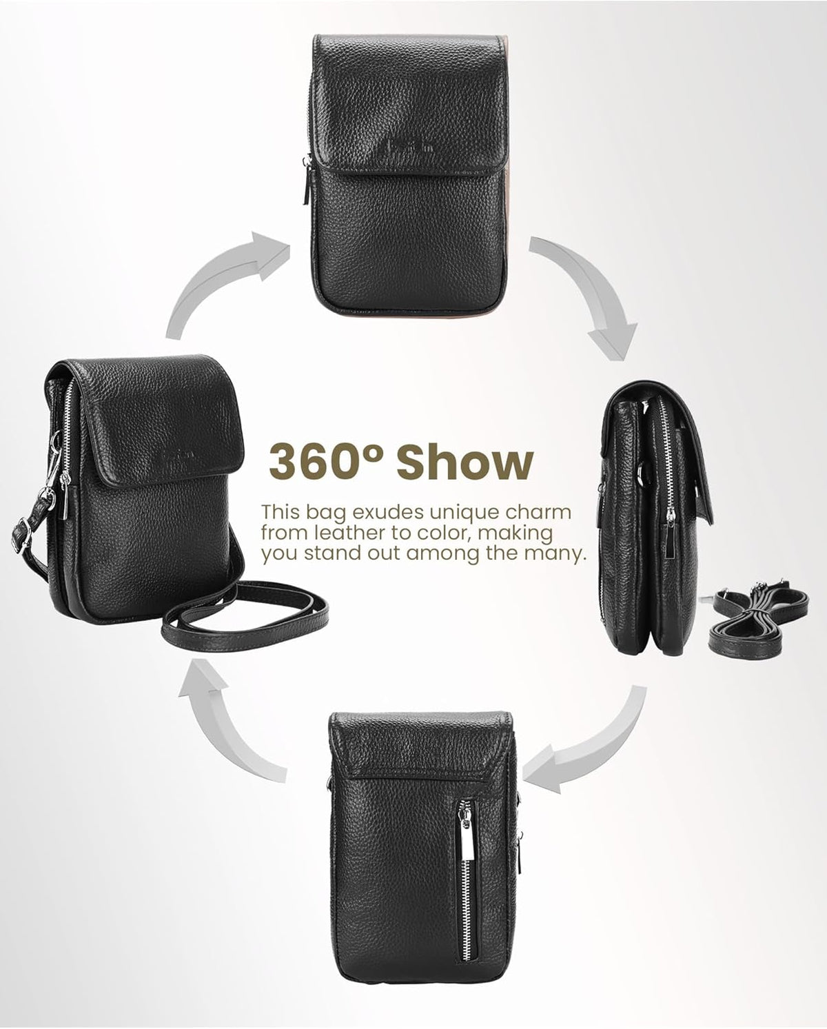 Genuine Leather Crossbody Bags for Women, Cell Phone Cross body Purse Bag with RFID Blocking Card Slots