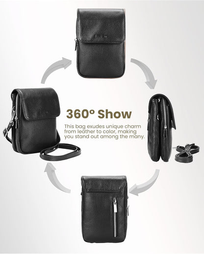 Genuine Leather Crossbody Bags for Women, Cell Phone Cross body Purse Bag with RFID Blocking Card Slots