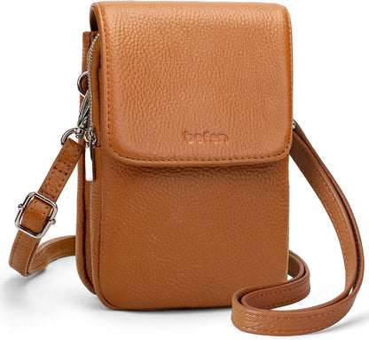 Genuine Leather Crossbody Bags for Women, Cell Phone Cross body Purse Bag with RFID Blocking Card Slots