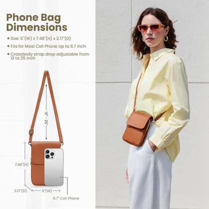 Genuine Leather Crossbody Bags for Women, Cell Phone Cross body Purse Bag with RFID Blocking Card Slots