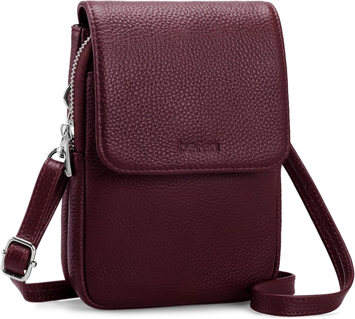 Genuine Leather Crossbody Bags for Women, Cell Phone Cross body Purse Bag with RFID Blocking Card Slots