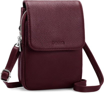Genuine Leather Crossbody Bags for Women, Cell Phone Cross body Purse Bag with RFID Blocking Card Slots