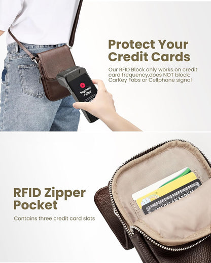 Genuine Leather Crossbody Bags for Women, Cell Phone Cross body Purse Bag with RFID Blocking Card Slots
