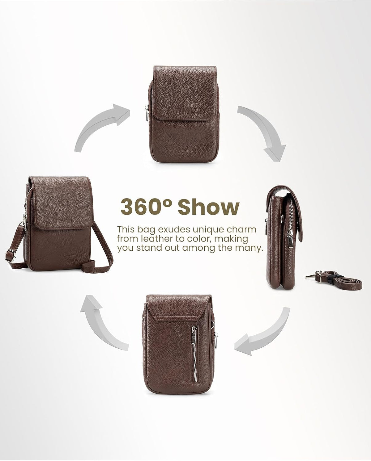 Genuine Leather Crossbody Bags for Women, Cell Phone Cross body Purse Bag with RFID Blocking Card Slots