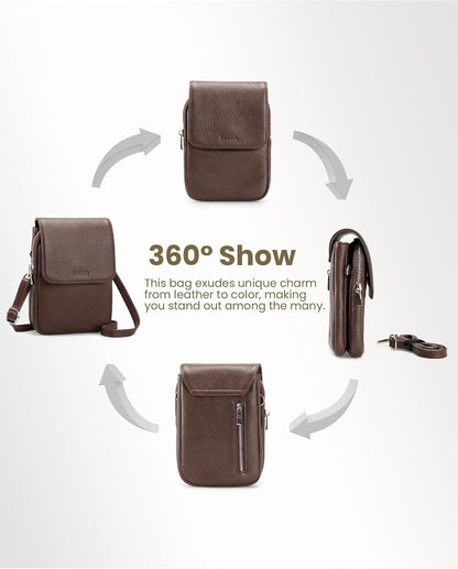 Genuine Leather Crossbody Bags for Women, Cell Phone Cross body Purse Bag with RFID Blocking Card Slots