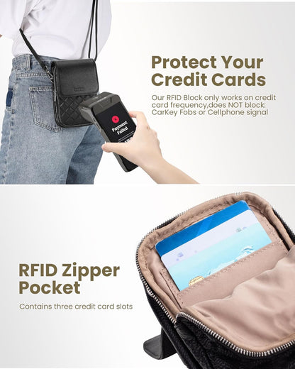 Genuine Leather Crossbody Bags for Women, Cell Phone Cross body Purse Bag with RFID Blocking Card Slots