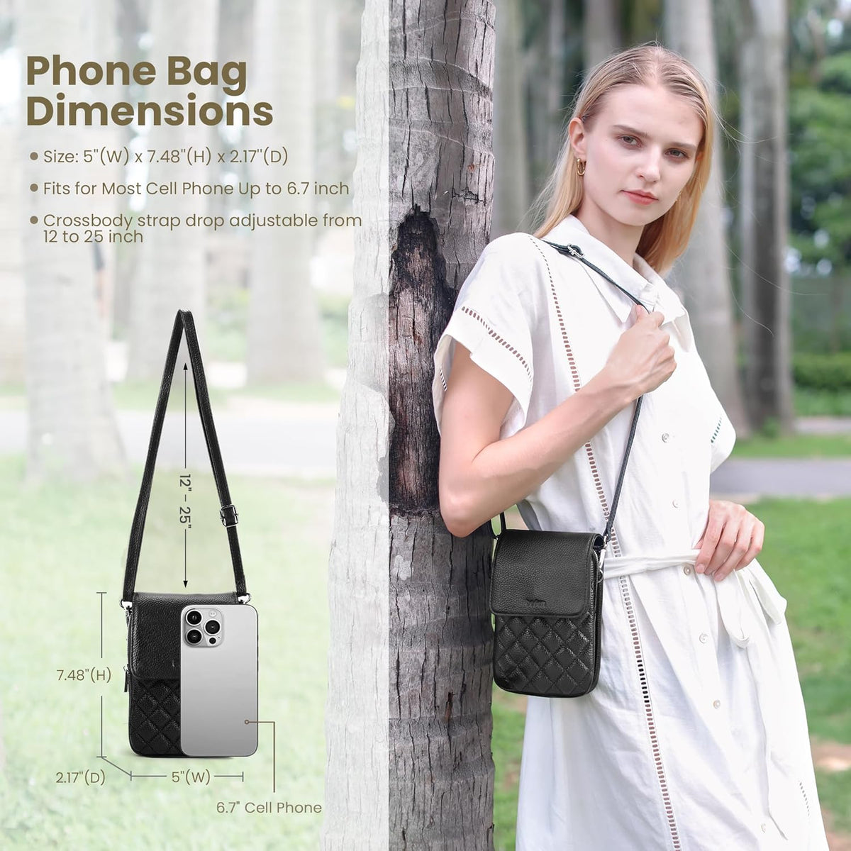 Genuine Leather Crossbody Bags for Women, Cell Phone Cross body Purse Bag with RFID Blocking Card Slots