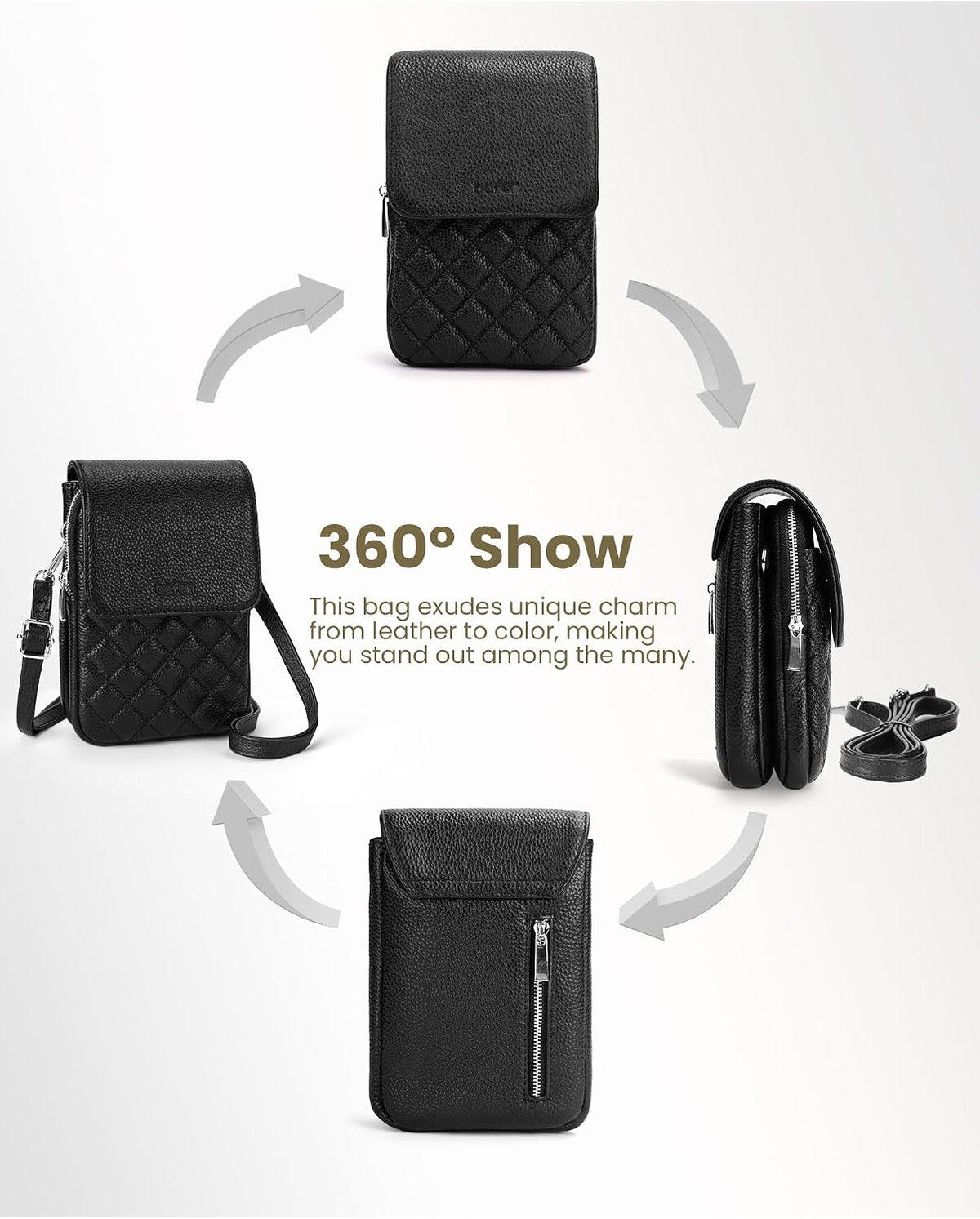 Genuine Leather Crossbody Bags for Women, Cell Phone Cross body Purse Bag with RFID Blocking Card Slots