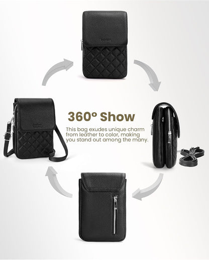 Genuine Leather Crossbody Bags for Women, Cell Phone Cross body Purse Bag with RFID Blocking Card Slots
