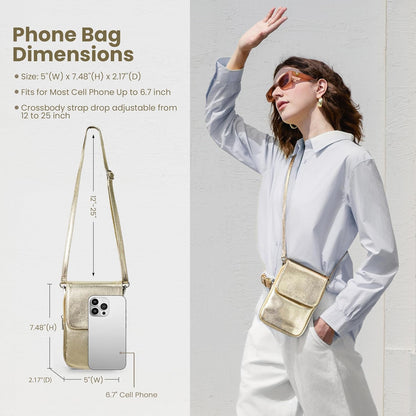 Genuine Leather Crossbody Bags for Women, Cell Phone Cross body Purse Bag with RFID Blocking Card Slots