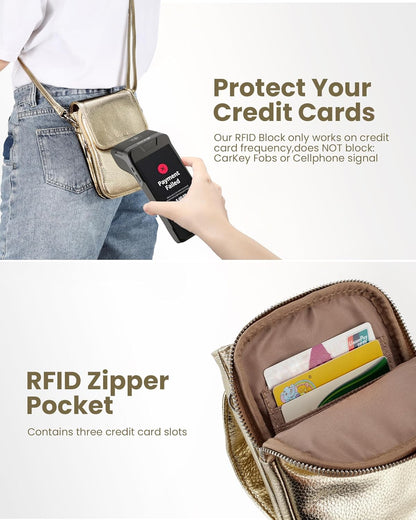 Genuine Leather Crossbody Bags for Women, Cell Phone Cross body Purse Bag with RFID Blocking Card Slots