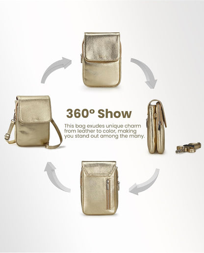 Genuine Leather Crossbody Bags for Women, Cell Phone Cross body Purse Bag with RFID Blocking Card Slots