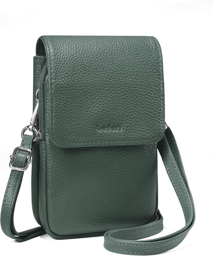 Genuine Leather Crossbody Bags for Women, Cell Phone Cross body Purse Bag with RFID Blocking Card Slots
