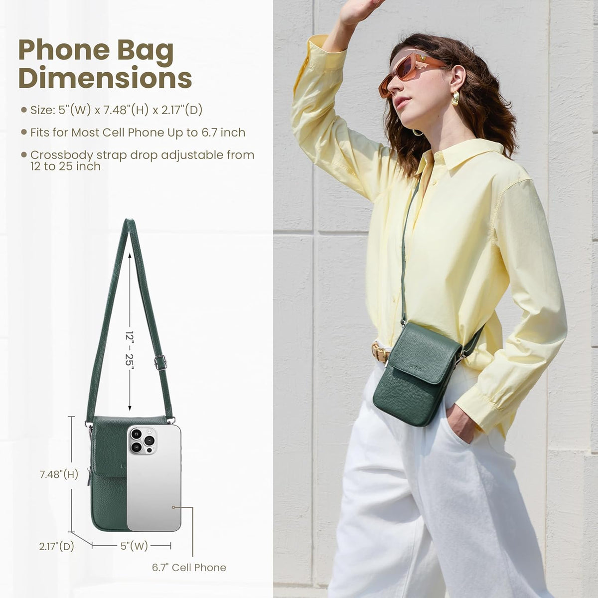 Genuine Leather Crossbody Bags for Women, Cell Phone Cross body Purse Bag with RFID Blocking Card Slots