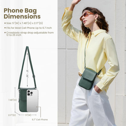 Genuine Leather Crossbody Bags for Women, Cell Phone Cross body Purse Bag with RFID Blocking Card Slots
