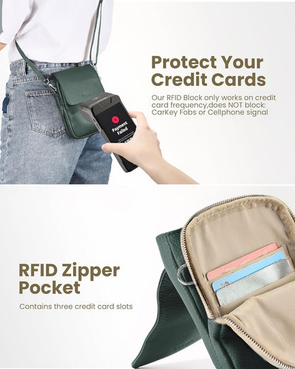 Genuine Leather Crossbody Bags for Women, Cell Phone Cross body Purse Bag with RFID Blocking Card Slots
