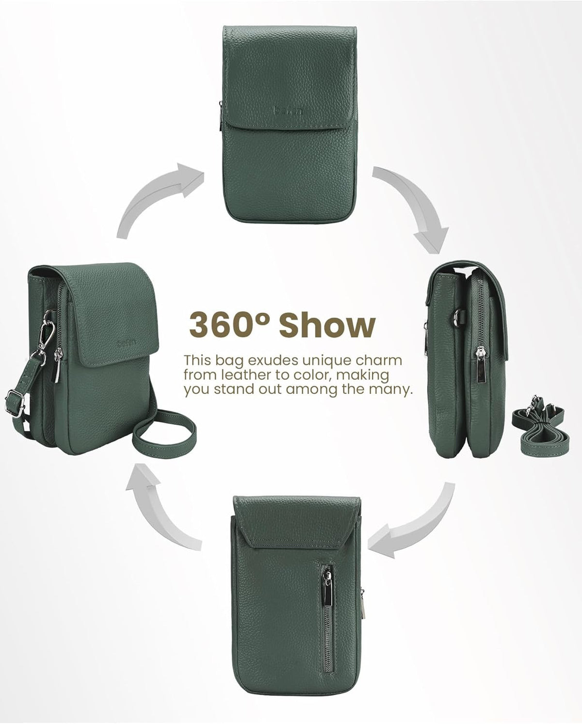 Genuine Leather Crossbody Bags for Women, Cell Phone Cross body Purse Bag with RFID Blocking Card Slots