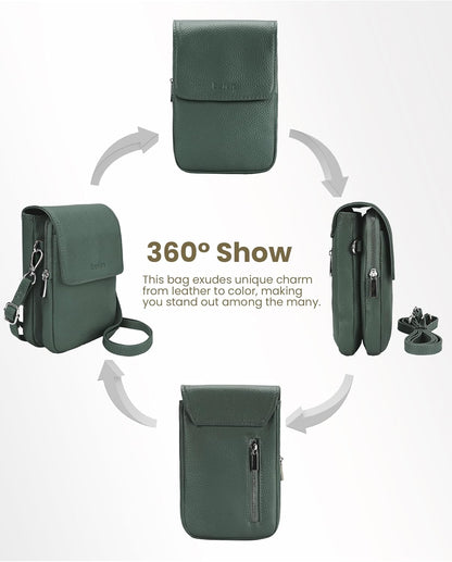 Genuine Leather Crossbody Bags for Women, Cell Phone Cross body Purse Bag with RFID Blocking Card Slots