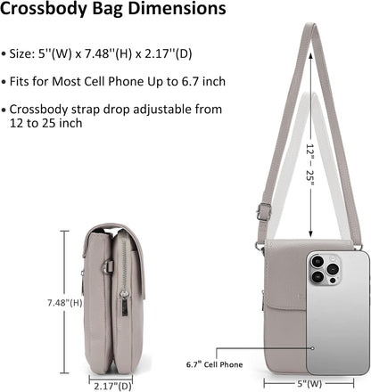 Genuine Leather Crossbody Bags for Women, Cell Phone Cross body Purse Bag with RFID Blocking Card Slots