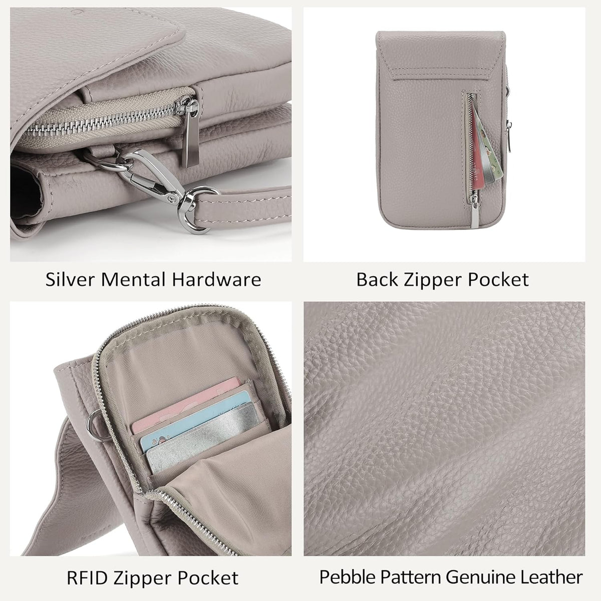 Genuine Leather Crossbody Bags for Women, Cell Phone Cross body Purse Bag with RFID Blocking Card Slots