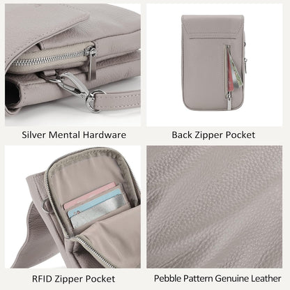 Genuine Leather Crossbody Bags for Women, Cell Phone Cross body Purse Bag with RFID Blocking Card Slots