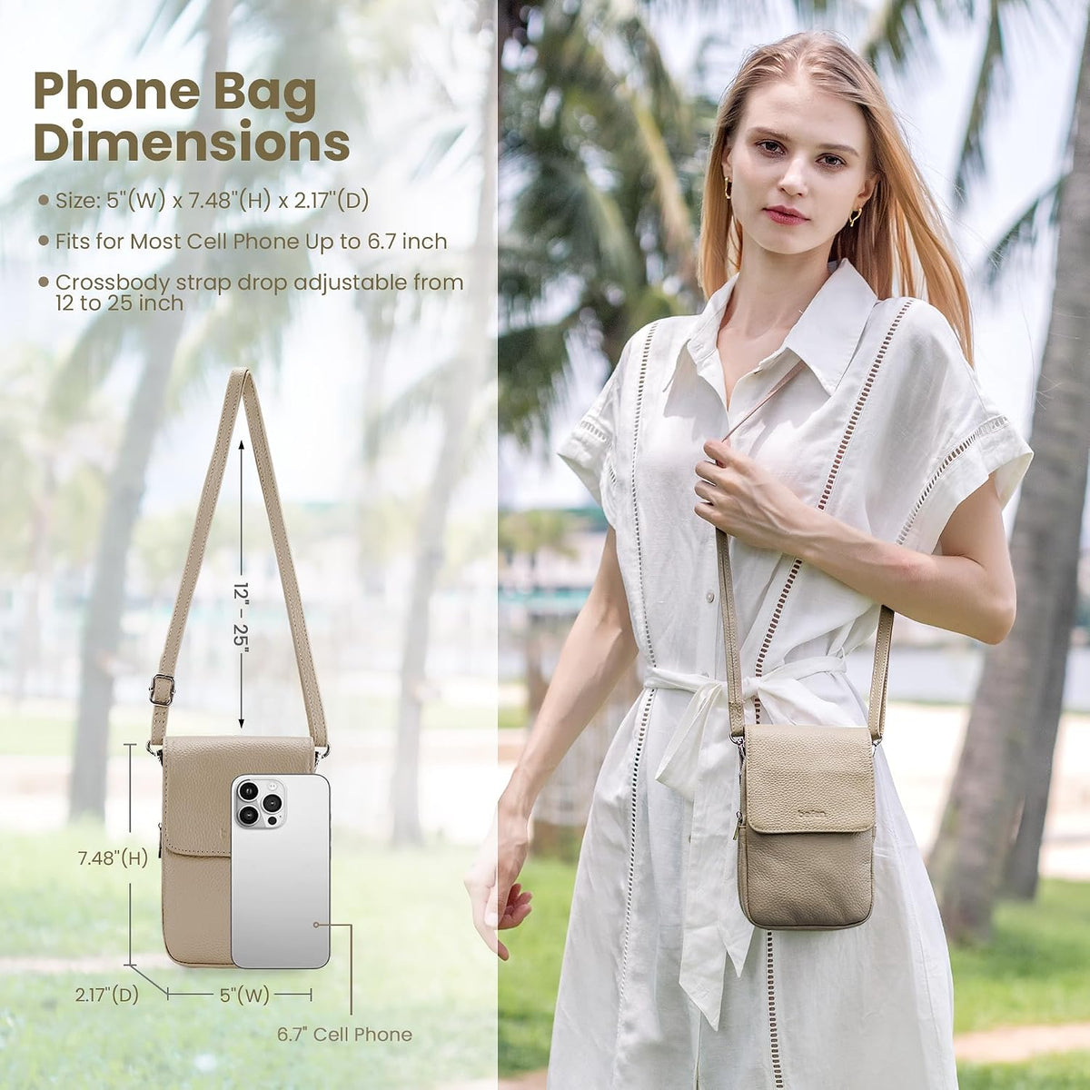 Genuine Leather Crossbody Bags for Women, Cell Phone Cross body Purse Bag with RFID Blocking Card Slots