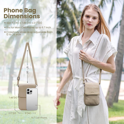 Genuine Leather Crossbody Bags for Women, Cell Phone Cross body Purse Bag with RFID Blocking Card Slots