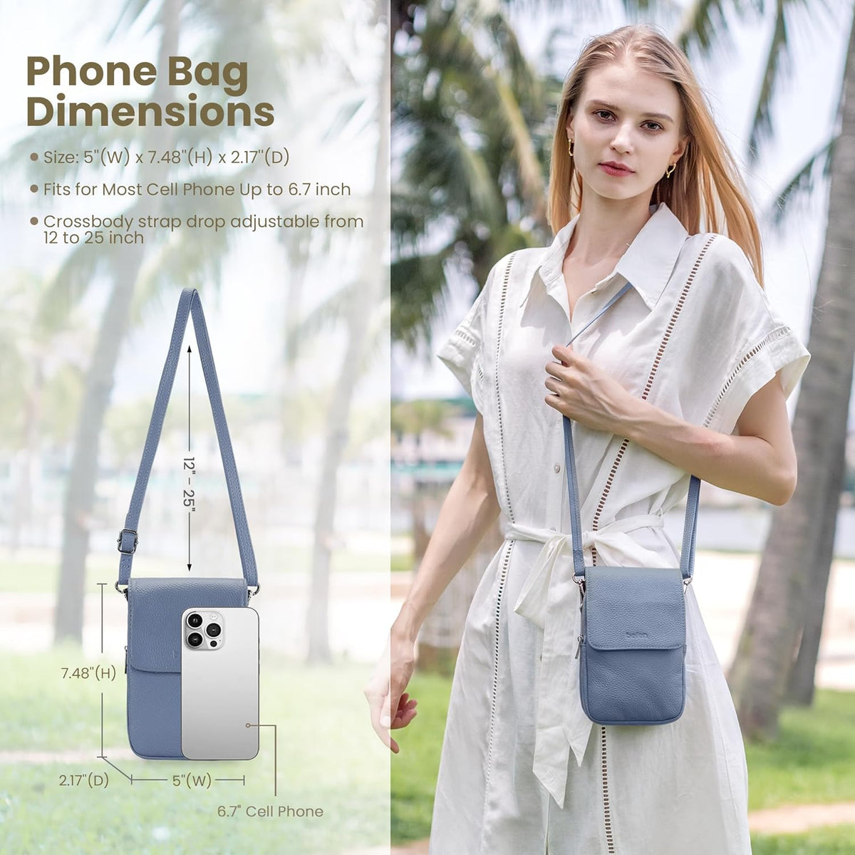 Genuine Leather Crossbody Bags for Women, Cell Phone Cross body Purse Bag with RFID Blocking Card Slots